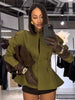 Elegant Solid Slim Short Jacket Women Chic Stand Collar Double Buttons Waist Cinching Pleated A-line Coat Lady Spring Daily Wear
