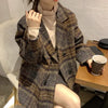 Winter Clothing Plaid Women's Coat Vintage Thicked Wool & Blends Streetwear Casual Coats Tops Abrigos Para Mujer