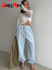 Autumn Women's Gray Sports Pants with Elastic 80% Cotton Jogging Vintage Classic Brown Sweatpants for Women