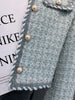Women Elegant Tweed Jackets Chic O-neck Long Sleeve Tops Autumn Single-breasted Office Cardigan Coat Outerwear
