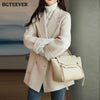 Stylish Long Sleeve Loose Pockets Women Woolen Jacket Autumn Winter Elegant Lapel Thick Female Jackets