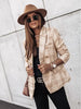Casual Thin Suit Lady Long-sleeved Blazer Double-breasted Check Blazer Slim Fit Office Lady Elegant Chic Jacket Coat