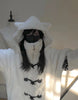 Autumn Winter Oversized Soft Thick Warm White Faux Fur Hoodie Women with Bear Ears Horn Buttons Punk Style Fluffy Jacket