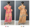 Vintage Chic Printting Straight Pleated Women's Dress Hand-Cranked Floral Long Dresses Spring Clothing 2DB6498