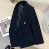 Navy Suit Jacket Blazers Women Spring Autumn Jacket Casual British Office Lady Suit Metallic Button