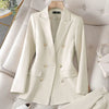 Office Ladies Pant Suit 2 Piece Sets Women Solid Double-breasted Business Work Wear Blazer Jacket and Trouser Female
