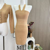 Commuter Knitted Dress Spring Autumn Elegant Two Pieces Set Hip-wrapped Short Striped Cardigan And Dress J408
