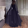 Women Robe Dress Drills Long Shawl Sleeves Chiffon Party Middle East Big Swing Lady Elegant Banquet Maxi Clothing