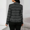 Women's Elegant Plaid Open Front Blazer Office Wear Long Sleeve Notched Lapel Jacket