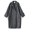 Plaid Woolen Coat Women's Mid-length Korean Version Loose Autumn and Winter Student Loose Over-the-knee woolen Coat W52