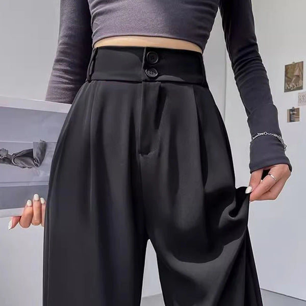 Lady Baggy High Waist Suit Pants Women Classic Designer Straight Leg Trousers Girls Casual Daily Slacks