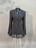 Elegant Lace Blazer Coat Women Office Lady Full Sleeve Single Breasted Jackets Autumn Black Casual Slim Coats