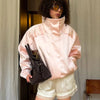 Shiny Stand Collar Short Jacket Women Puff Sleeve Drawstring Waist Cinching Pleated Jackets Autumn Causal Lady Outerwear