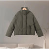Casual Solid Lace Up Cotton Jacket Women Stand Collar Long Sleeve Pocket Warm Thick Jackets Autumn Winter Lady Outerwear