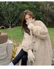 Winter Lamb Fur Long Warm Coat For Women Stand Collar Solid Color Single Breasted Loose Fit Clothing 2VV234