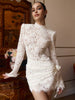 Sheer Long Sleeve O Neck Lace Solid Hip Wrap Women Dresses Elegant Outfits Sheath Party Female Bodycon Chic