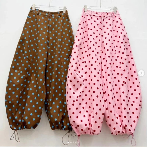 Y2K Barrel Jeans for Women Polka Dots Print High Waist Wide Leg Mom Jeans Vintage Boyfriend Denim Pants Streetwear