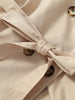 Khaki Lace Up Cape Trench Coat Loose Solid Full Sleeve Lapel Windbreaker Autumn Commute Casual Daily Coats