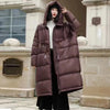 Lagabogy Winter Women Oversize Long Puffer Coat Female Thick Warm White Duck Down Jacket Hooded Loose Parkas Outwear