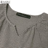 Long Sleeve Gingham Patchwork Maxi Dress V Neck Vintage Holiday Spring Vestidos Women Check Loose Casual Long Dress
