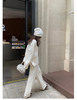 Korean Version of Soft Waxy Lazy Wind Knitting Set Gentle Round Neck Pullover Sweater Wide Leg Pants Two-piece Set Women