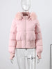 Zipper Cotton Quilted Puffer Jacket Women Furry Hooded Long Sleeve Slim Casual Female Coat Winter Outerwear Chic Lady Coats