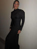 Elegant Shawl Dress Women Classic Basics Ruched O-Neck Full Sleeve Chic Stretch Skinny Party Banquet Activity Outfits
