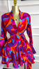 Spring Women Flare Long Sleeve V-neck Sashes Ruffle Mini Dress Street Elegant Sexy Vacation Party Birthday Dresses
