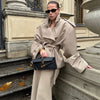 Women Kahkai Lapel V-neck Belt Trench Coat Lace Up Full Sleeve Button Short Thin Windbreak Lady Daily Street Outerwear