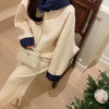 Solid Wool Coat Women Casual Hooded Y2k Loose Zipper Blends Cardigan Full Sleeved Thick Warm Outwear Jackets Autumn Winter