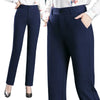 Spring and Autumn Khaki High Waist Straight Baggy Pants Women, Navy Middle-aged Mom Stretch Casual Trousers,Plus Size M-8XL