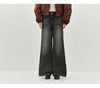 Women Jeans Belted Fleece Lined Flared Loose Fit Distressed Wash Vintage HighWaist Streetwear Denim Pants