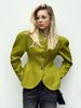 Women Long Sleeve Short Jackets Stand Neck Button Waist-cinching Chic Blazer Lady Commute Street Outerwear