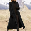 Plus Size Extra Long Woolen Coat Women, Loose Casual Wool Blend Trench Outerwear
