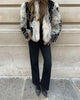 Women Color Block Faux Fur Coat Casual Round Neck Long-sleeved Fluffy Warm Crop Coats Winter Lady Chic Daily Street Jacket