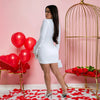 Women Rose Floral Applique Long Sleeve Bodycon Mini Midi Dress Winter V-neck Club Sexy Party Evening Dresses Vestidos