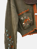 Women Fox Embroidery Cropped Knit Cardigan V Neck Contrast Scallop Trim Pocket Long Sleeve Coat Vintage Cottagecore Sweater