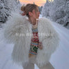 Winter Tassels Faux Fur Coat for Women Stylish Chic Fluffy Fur Jacket Furry Fox Fur Overcoat Girl Shaggy Outerwear