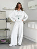 Casual Letter Embroidered Sweatshirt Sports Pants Suit Spring and Autumn Women Half Zipper Jacket Wide Leg Pants 2Pcs