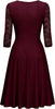 Women's Vintage Floral Lace Wedding Party Dress Square Neck A-Line Skirt High Waist Solid Medium Sleeve Slim Flared Skirt