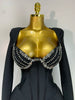 Women Sexy Sparkly Beading Bandage Dress Long Sleeve Bodycon Celebrity Party Elegant Evening Club Pary Dresses