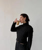 Retro Black Short Military Jacket Women Chic Full Sleeves Stand Collar Slim Crop Coats Lady Spring Daily Street Wear