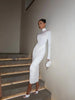 High Collar Long Sleeve Hip Wrap Women Maxi Dresses Solid Sheath Elegant Evening Party Outfits Bodycon Female