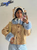 Women Chic Cropped Leopard Faux Fur Coat Contrast Black Fur Collar Cuff Button Short Furry Coats Lady Winter Chic Streetwear