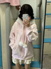 Japanese Sweet Hooded Cardigan Sweatshirt Embroidery Women Cute Jacket Spring Autumn Coat Hooded Y2k Kawaii Outerwear