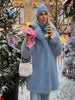 Faux Fur Women's Coat Turn down Collar Long Sleeve Button Pocket Soft Overcoat Thick Warm Winter Outerwear for Ladies