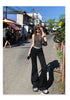Low Waist Boot Cut Jeans For Women Stretch Denim Flared Pants Black Casual Female Bell Bottom Trousers