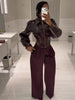 Women Coated Cinched-waist Leather Jacket Retro Casual Lapel Full Sleeve Zipper Fishbone Coats Lady Daily High Street Coat