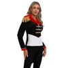 Womens Circus Ringmaster Costume Tuxedo Party Showman Tailcoat Blazer Stand Collar Fringed Shoulder Board Velvet Jacket Coat