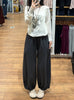 Cute Ruffled Hem Bloomers Pants Woman Japanese Lazy Style Loose Breathable Wide Leg Pants Autumn Y2K Women's Bottoms